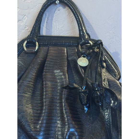 RARE Brahmin Black Brown Melbourne Sara Rose Tri Texture Handbag Crossbody Strap - Picture 2 of 15